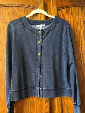 NWOT Jane & Delancey Mineral Wash Navy Terry Cardigan – Size S